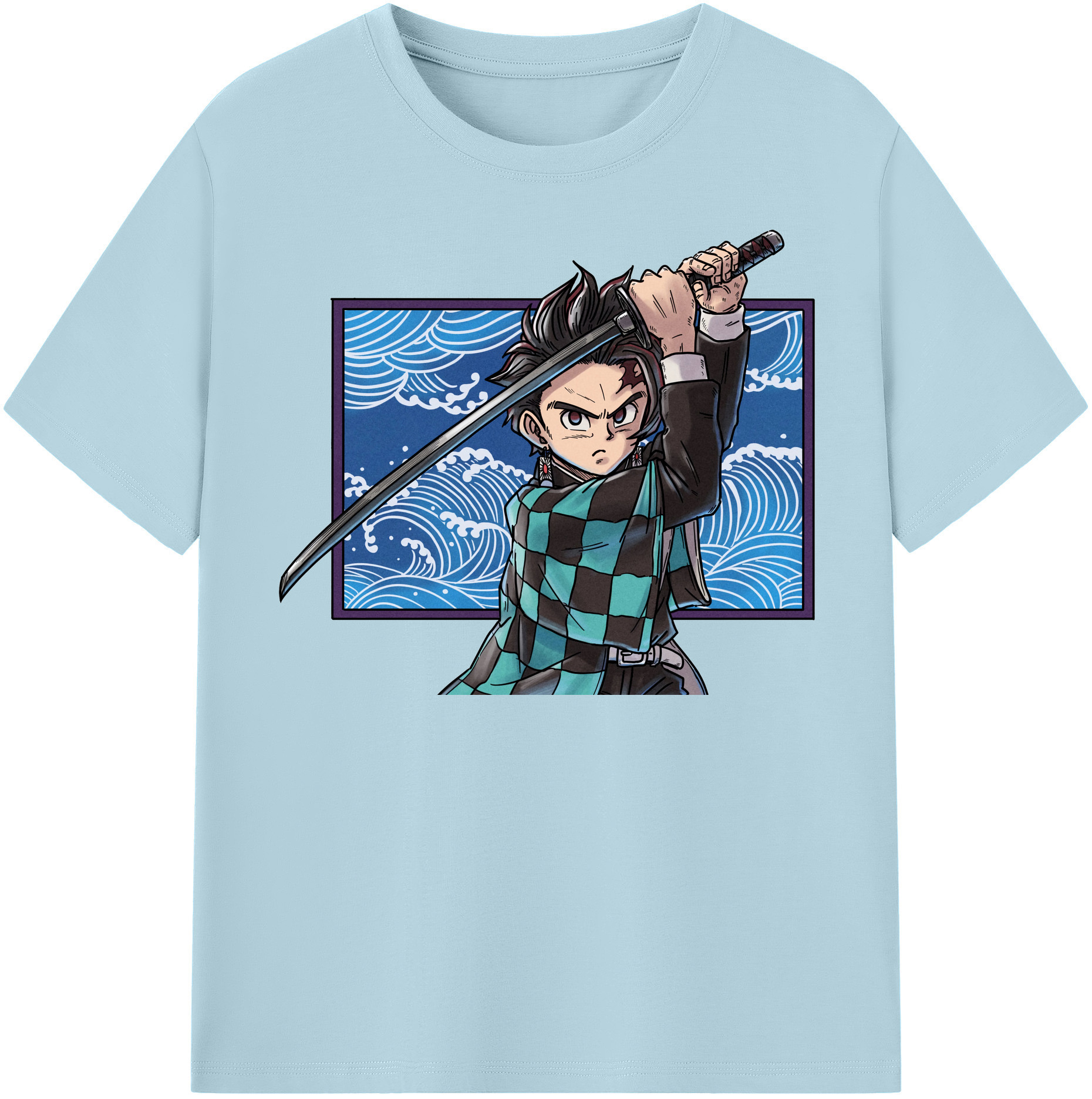（画像用） 鬼滅の刃 竈門 炭治郎／かまど たんじろう Kamado Tanjirou 綿100％半袖Tシャツ（フロントプリント）